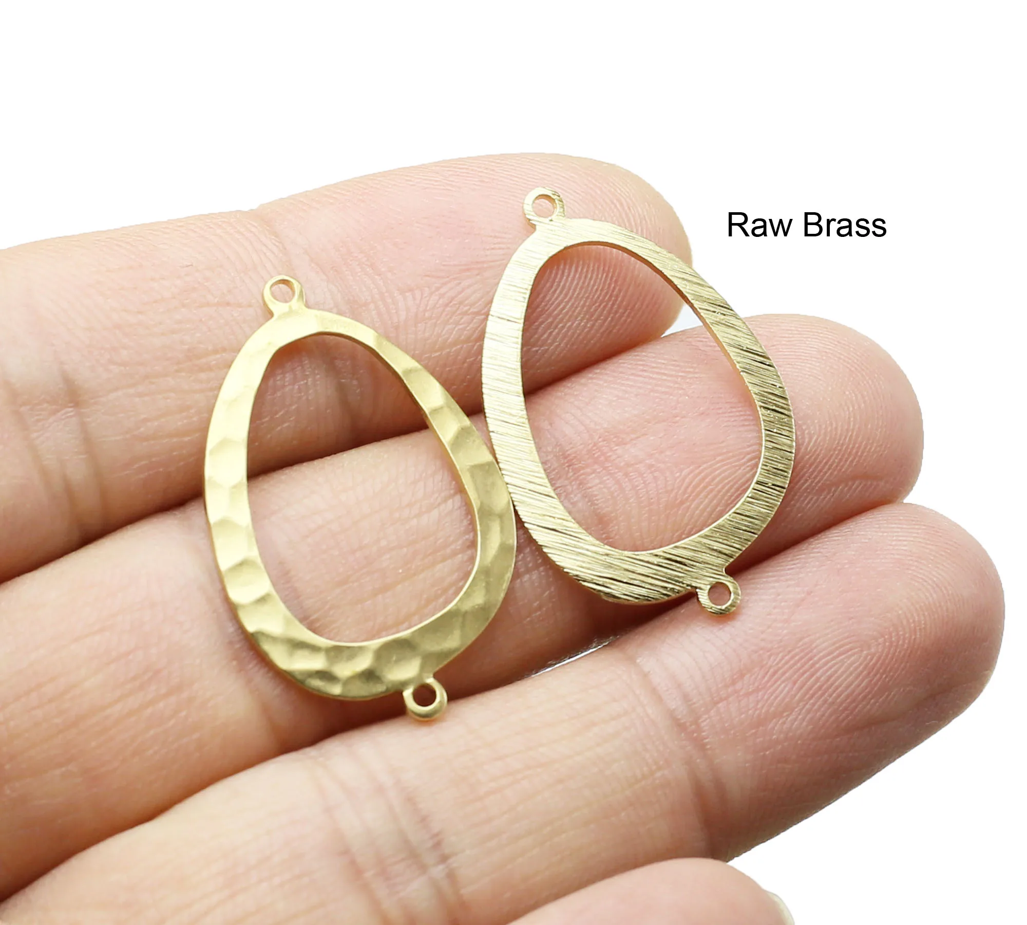 10pcs Hammered Earring Charms, Oval Link Connector, Textured Earring Findings, Raw Brass, 30.6x20mm, Jewelry Making -R1406