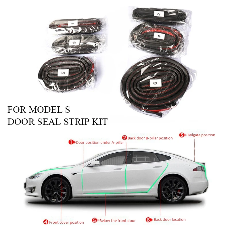 Car Door Seal Strip Kit Soundproof Strip Noise Insulation Weather Strip Sealing for Tesla Model S