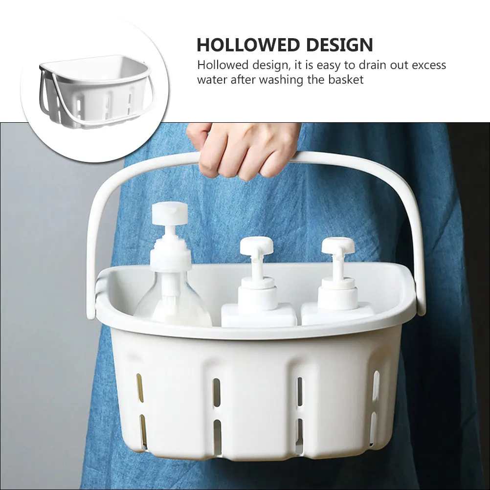 

Hanging Bath Basket Storage Plastic Bathroom Rectangular White PP Shower Organizer for Shampoo Body Spray Essential Oil Facial