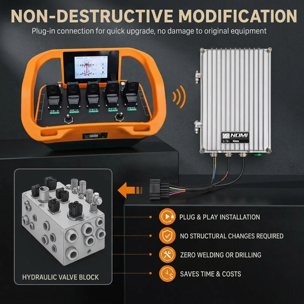 NOMI TYC236 Newly Designed Industrial Remote Control One Key Leveling Kransteuerung Lorry Crane IP67 12V 24V Factory