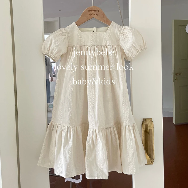 Family Matching Clothing Summer Sisters Dress Sweet Kids Baby Girls Infant Kids Baby Girls Embroidery Princess Clothes Rompers