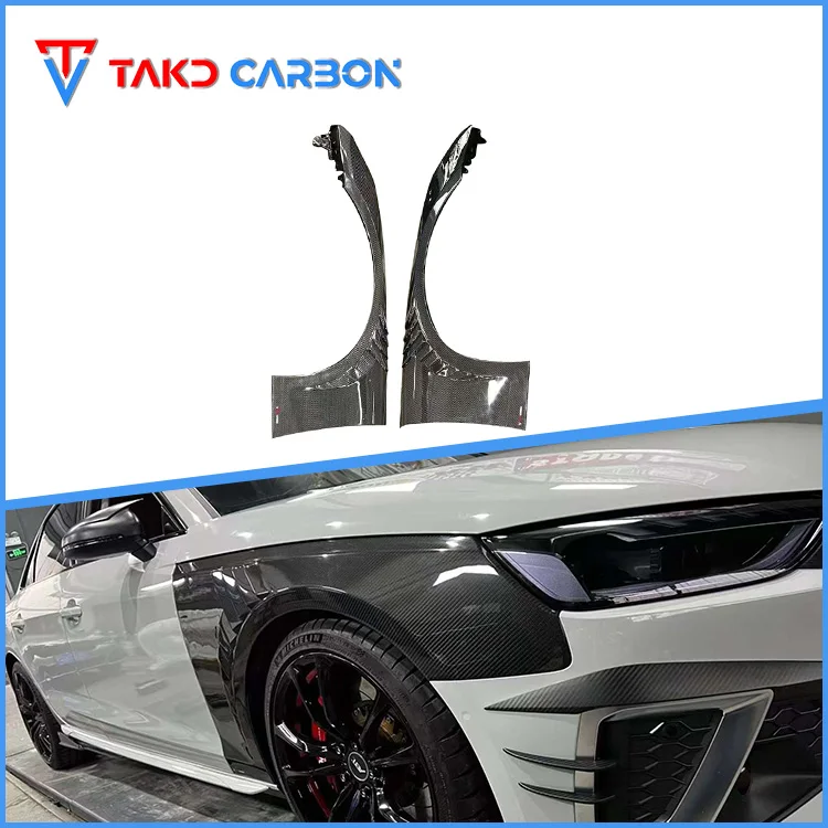 CARBON 3K Twill Carbon Weave Dry Carbon Fiber Material Wheel Fenders For AUDI A4 S4 PA 2021-UP