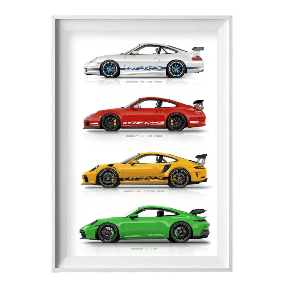 Affiche Murale de Voiture GT3 RS, Impression Canvsa, Sans Cadre, Décoration Artistique, Cadeau pour Amoureux de la Voiture, 911