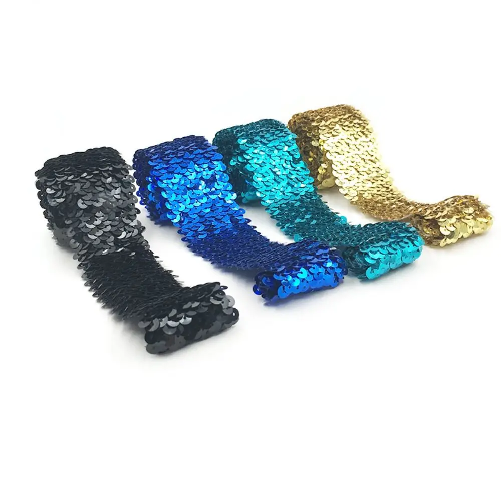 4.8cm/1M Home Wide Sequin Lace Ribbon Stretch Wristlet Dance Costume Accessories Hand Cuff Glitter Sewing Materials Dance