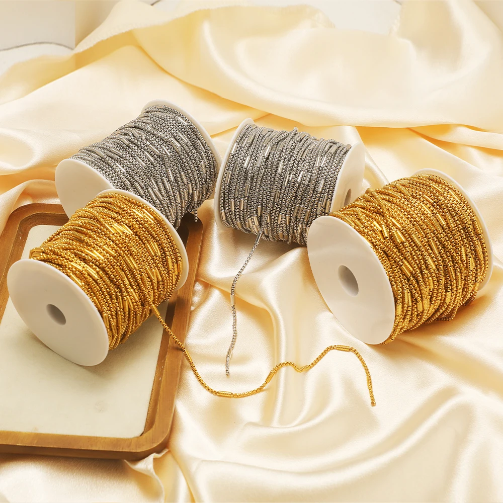 1 Meter Gold Plated Stainless Steel Square Bead Clamp Tube Chains Bulk for DIY Fashion Jewelry Making Necklace Bracelet Findings view 5