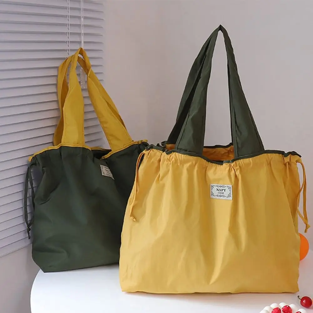 

Girls Handbag Travel Wash Bag Cosmestic Makeup Bag Solid Color Korean Shoulder Bags Women Shopping Bag Foldable Storage Bag