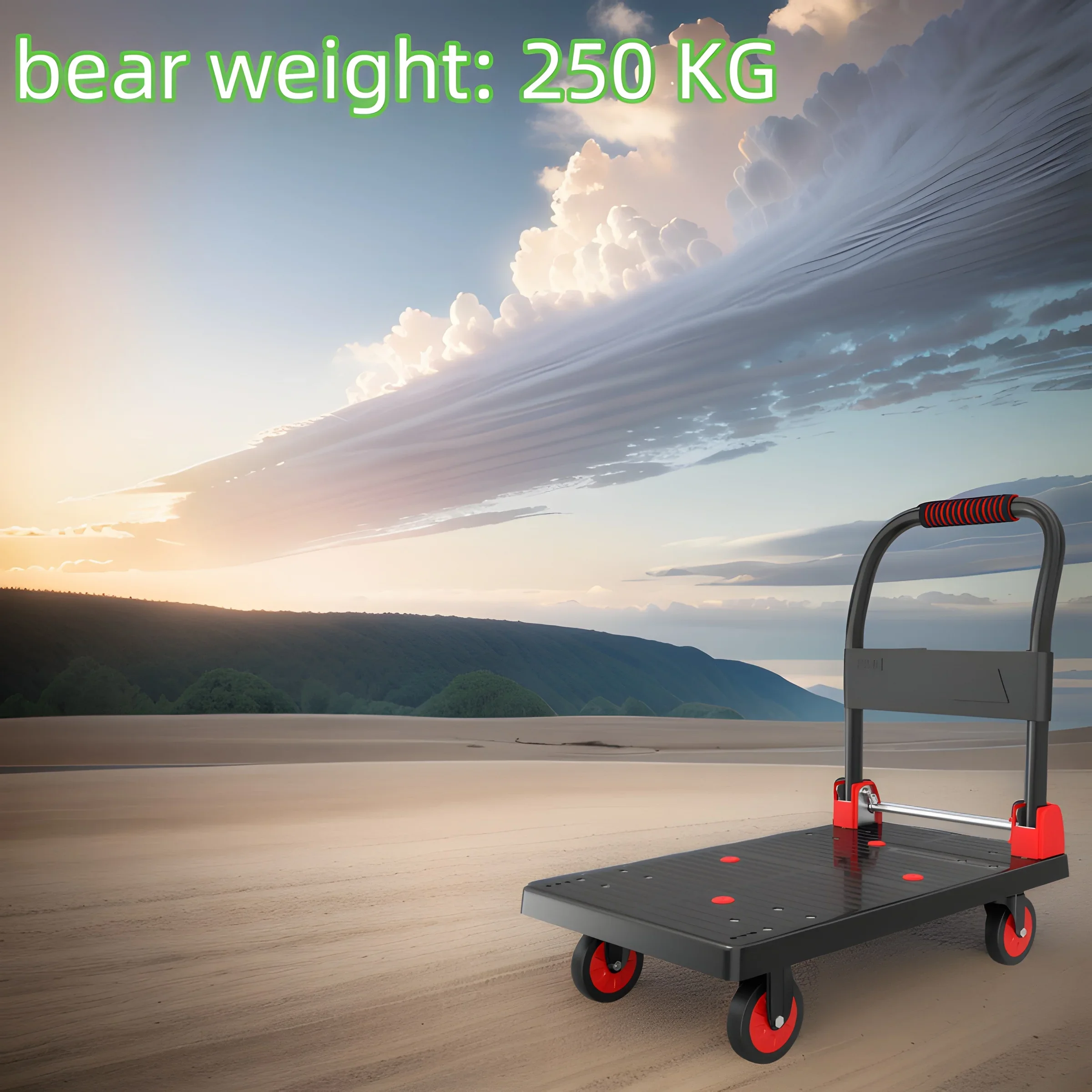 

Handcart Handling Vehicle, Flatbed Small Cart Trailer,household Thickened Folding Express Delivery, Silent and Portable Pushcart