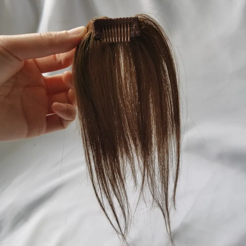 Wig piece female real hair full hand knit air bangs Internet celebrity one piece fake bangs dye short