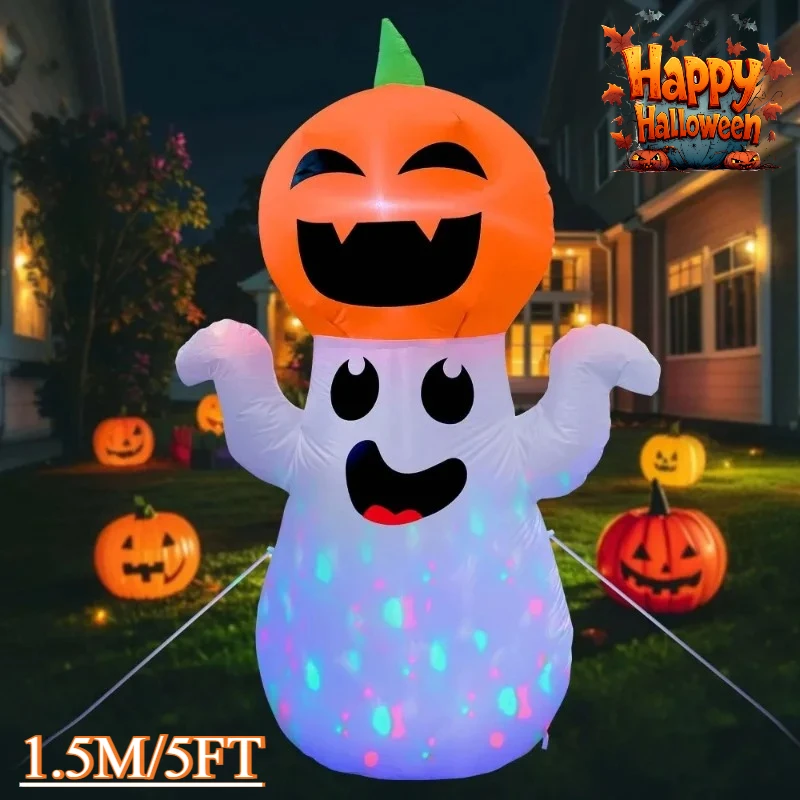 

5FT Inflatable model Ghost Pumpkin Halloween Decortaion Built-in LED Lights Outdoor Yard Halloween Inflatable Model Garden Decor