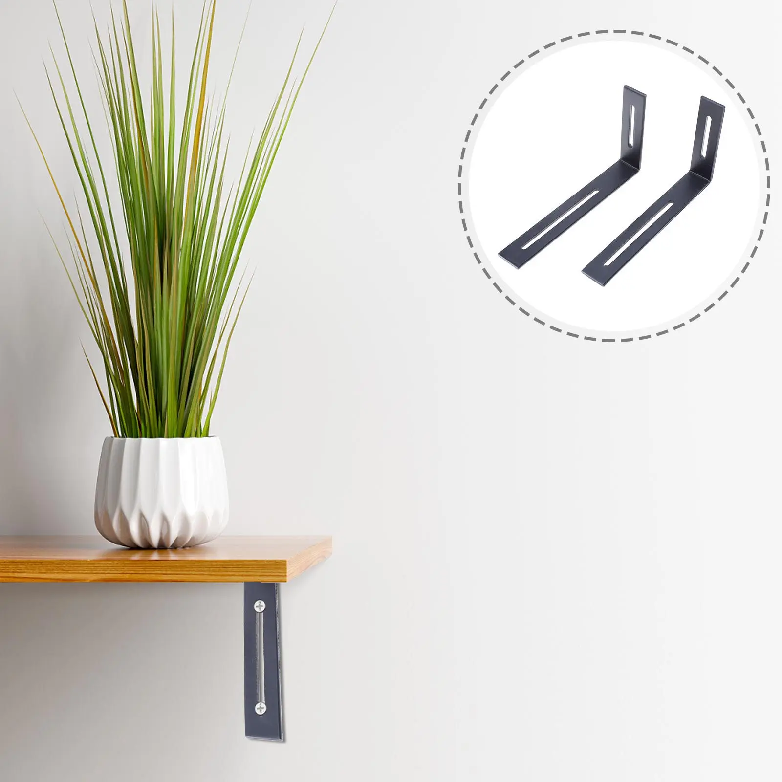 Right-Angle Corner Braces for Homeowners to Improve Corner Joint Strength, 2-Piece Black Iron L-Shaped Supports