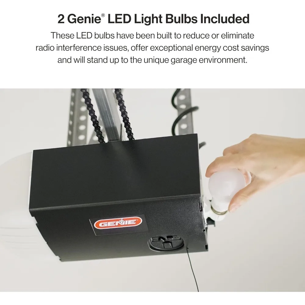 2055-LED Essentials فتاحة باب المرآب، تتضمن لمبات LED، فتاحة باب المرآب ذات محرك حزام فائق الهدوء شحن سريع