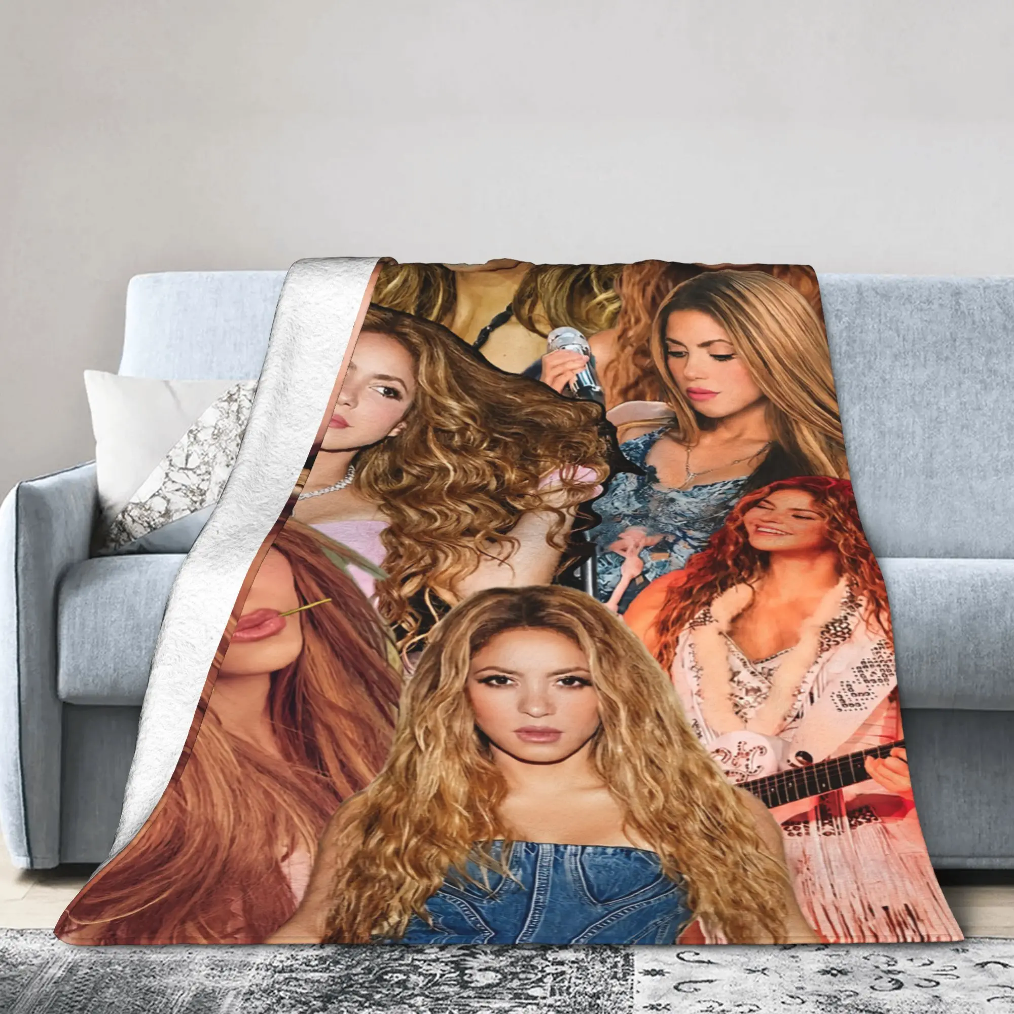 Shakira Colombian Singer Flannel Throw Blanket  Blanket for Bed Outdoor Ultra-Soft Plush Thin Quilt