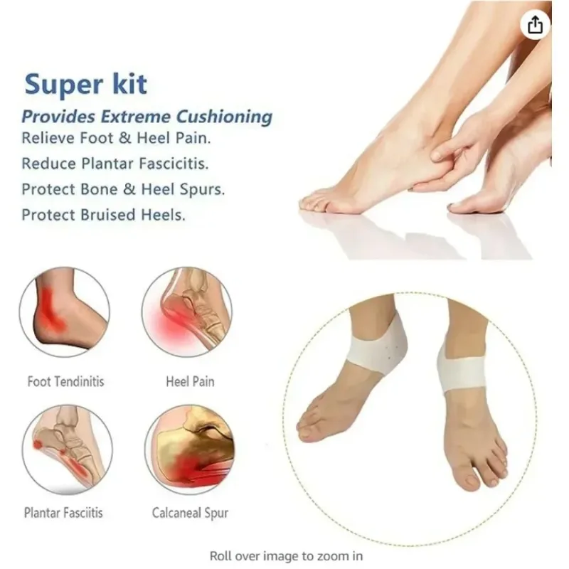 Chaussettes en silicone pour soins des pieds, gel hydratant, talon fin avec trou, pieds fissurés, protecteurs de la peau, pédicure, nouveau, 2 pièces