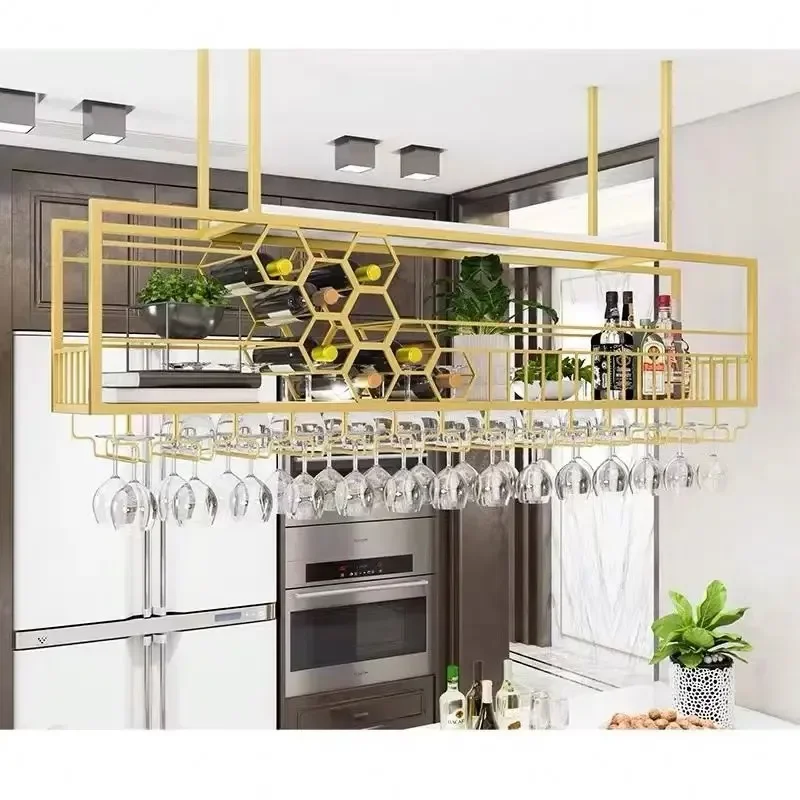 Value for money Bar Red Wine Glass Rack Hanging Wine Cabinet With Lamp Decoration Wine Creative Upside