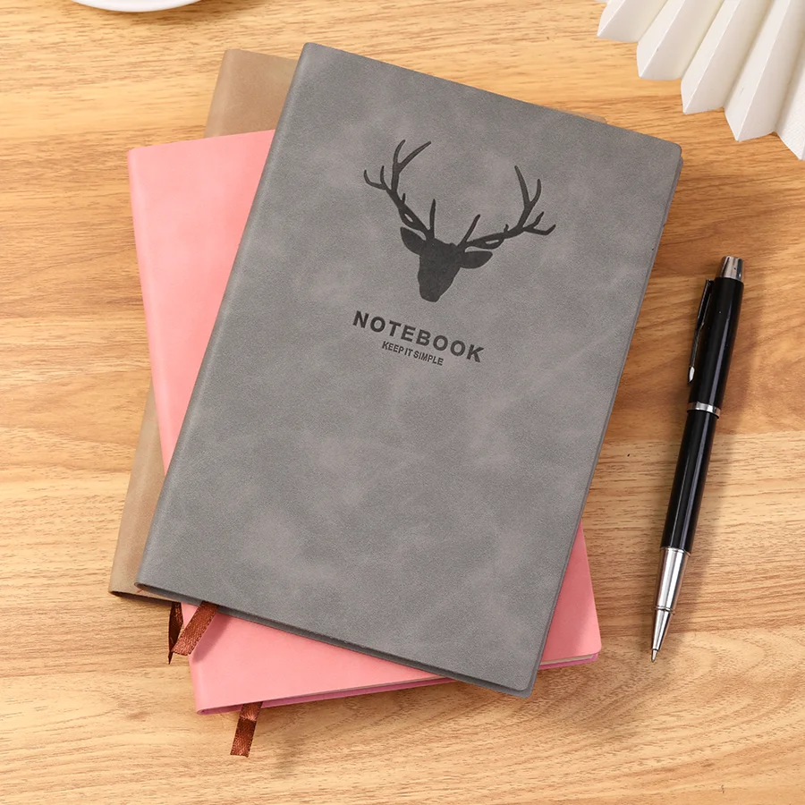 Popular A5 size deer head notebook, business notebook, portable diary, office meeting sketchbook, 180 pages