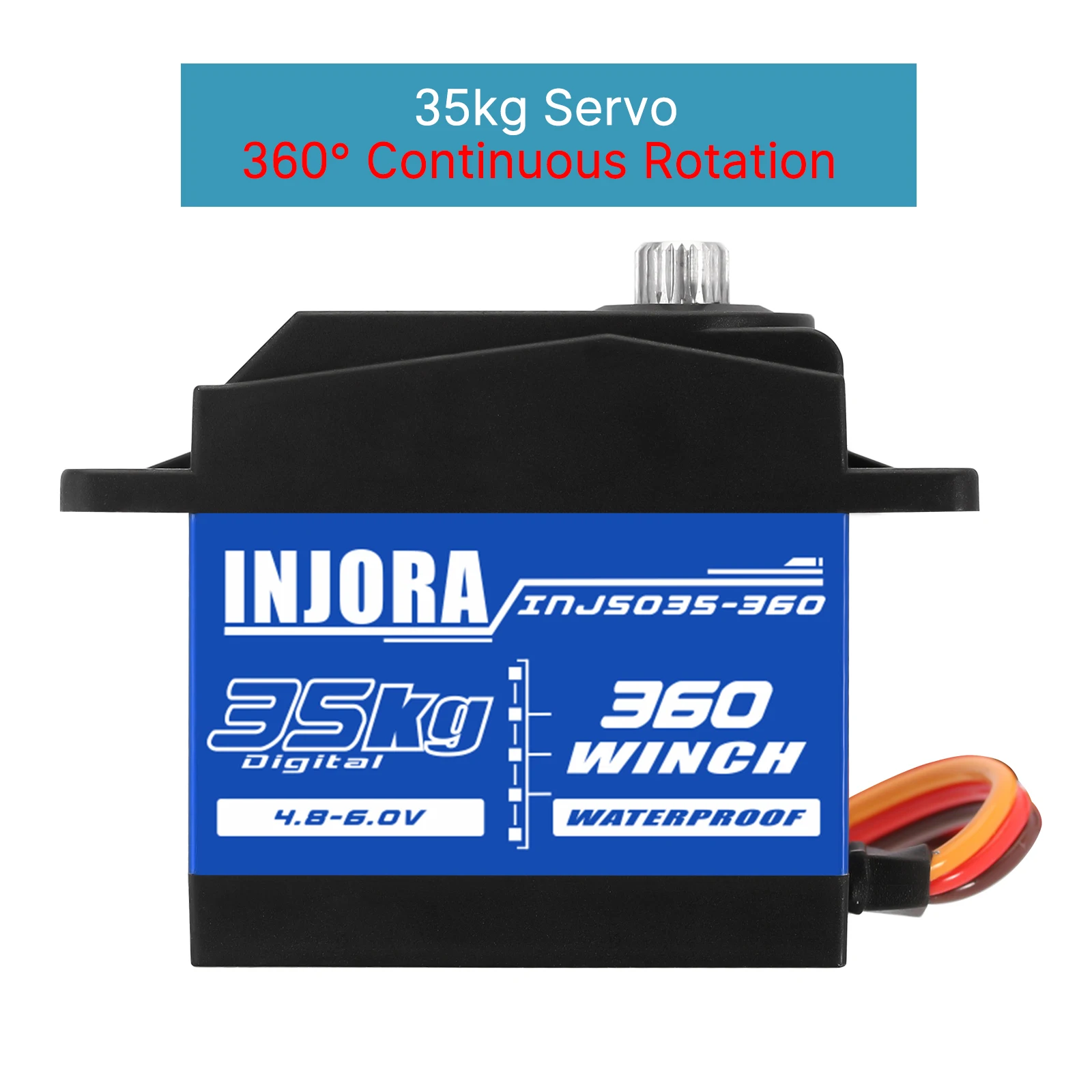 INJORA INJS035-360 35KG Waterproof 360° Rotation Digital Servo Winch Spool for RC Crawler Car Boat Model