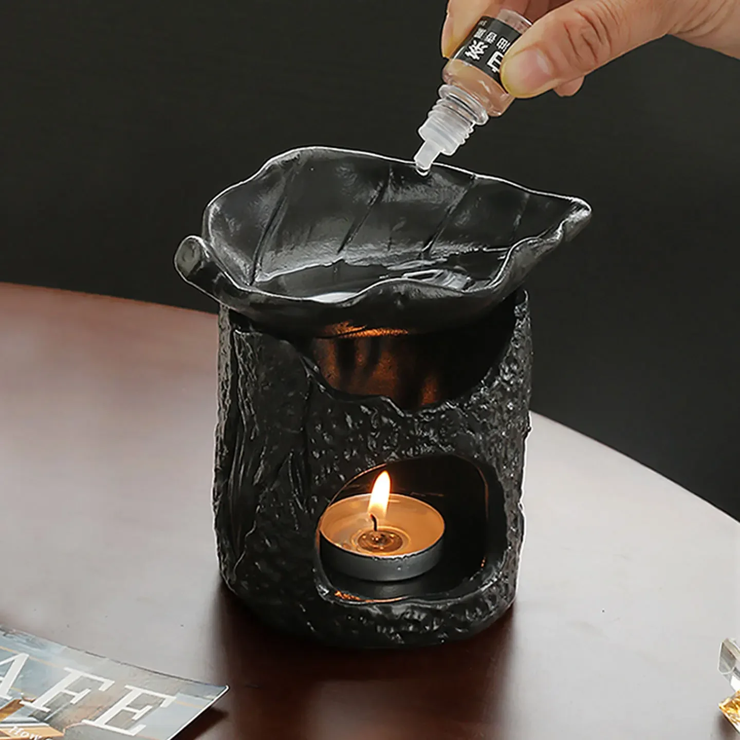 Ceramic Candle Holder Oil Burner Trim Aromatherapy Diffuser Heating Wax Melting Stove for Home Candle Wax Melting Decor Gift