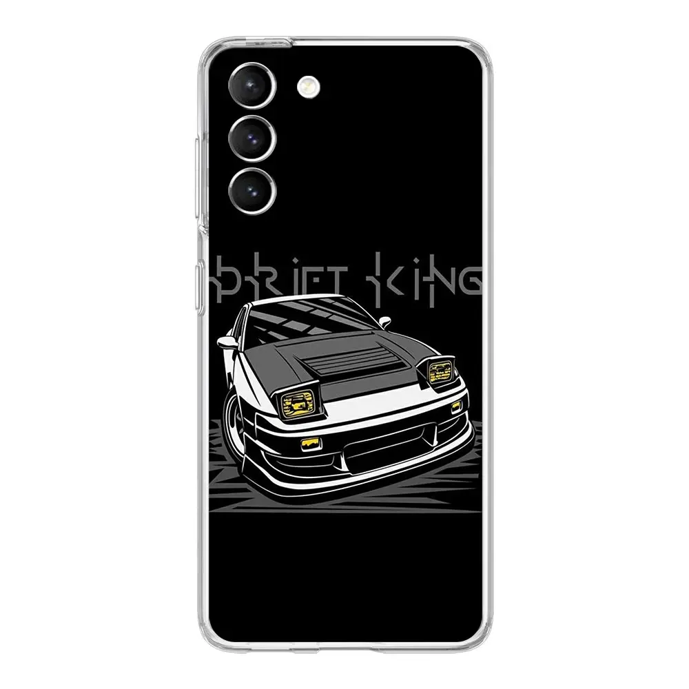 Casing ponsel bening untuk Samsung Galaxy S24 Plus S23 FE S22 S21 S20 Ultra 5G S10 S10E S9 S8 Soft Cover Jepang JDM komik mobil Olahraga