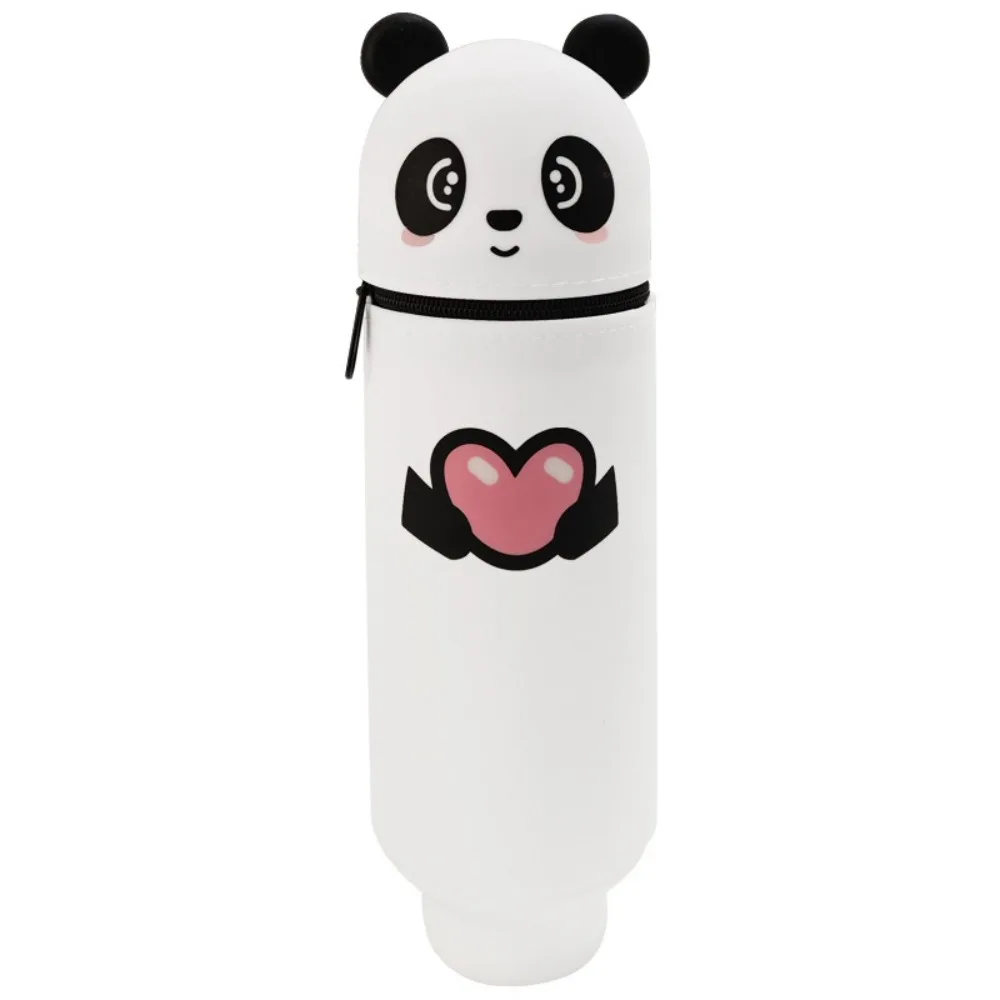 Cute Foldable Pencil Case Animal Shape Silicone Pen Container Rabbit Panda Dirt Resistant Stationery Organizer for Students