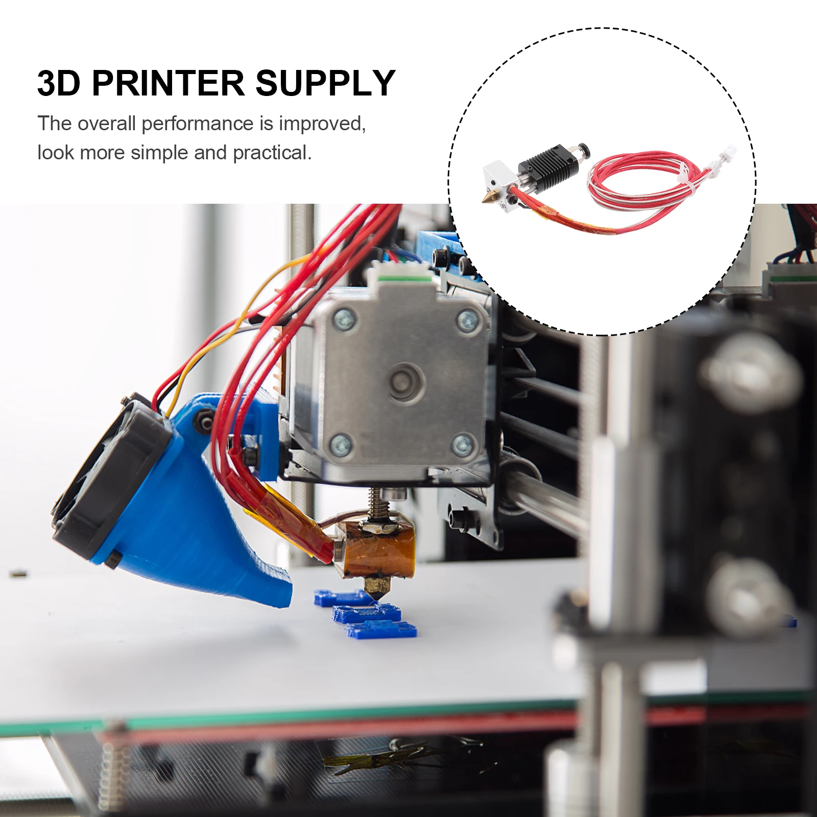 

Hot End Extrusion Head Kit Assembled Extruder Heater Part Printer Anet Nozzle Parts