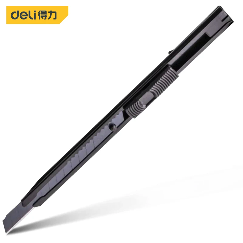 Deli 1Pcs 9mm Self-locking Utility Knife Office Supplies Paper Cutter Knives Multifunction Household Courier Box Unboxing Knifes