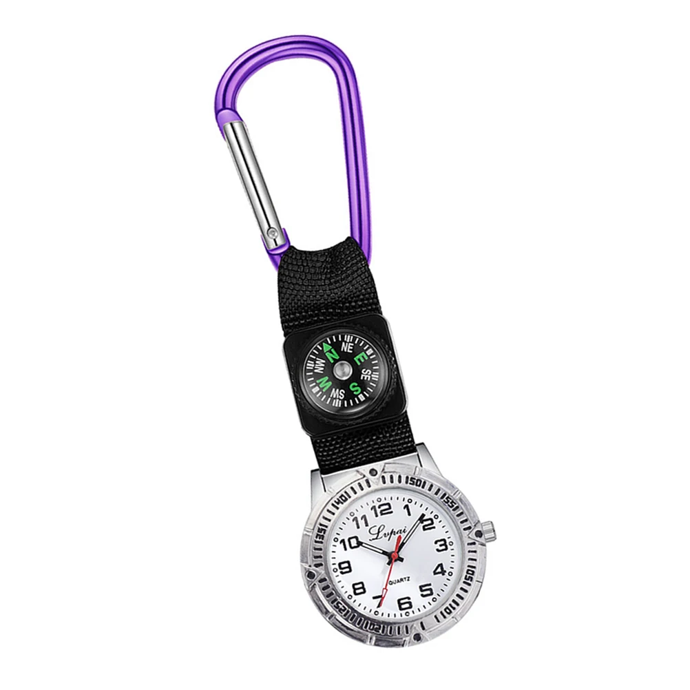 

Mountaineering Watch Purple Clip-on Design Glow Pointer for Night Shifts Nurse Pocket Watch Carabiner Outdoor Sports Hiking