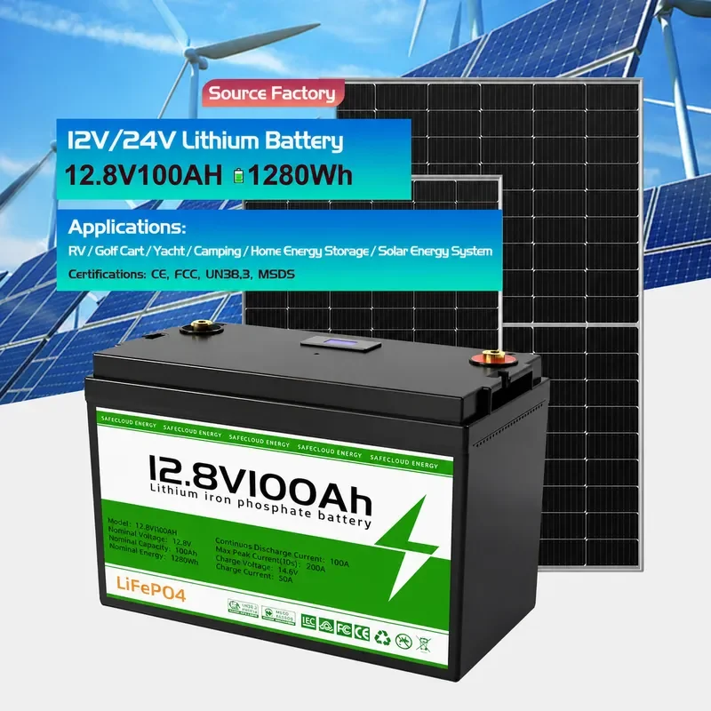 for 12V 24V Lead to Lithium Energy Storage Battery Custom 100Ah RV Base Station LiFePO4 Battery