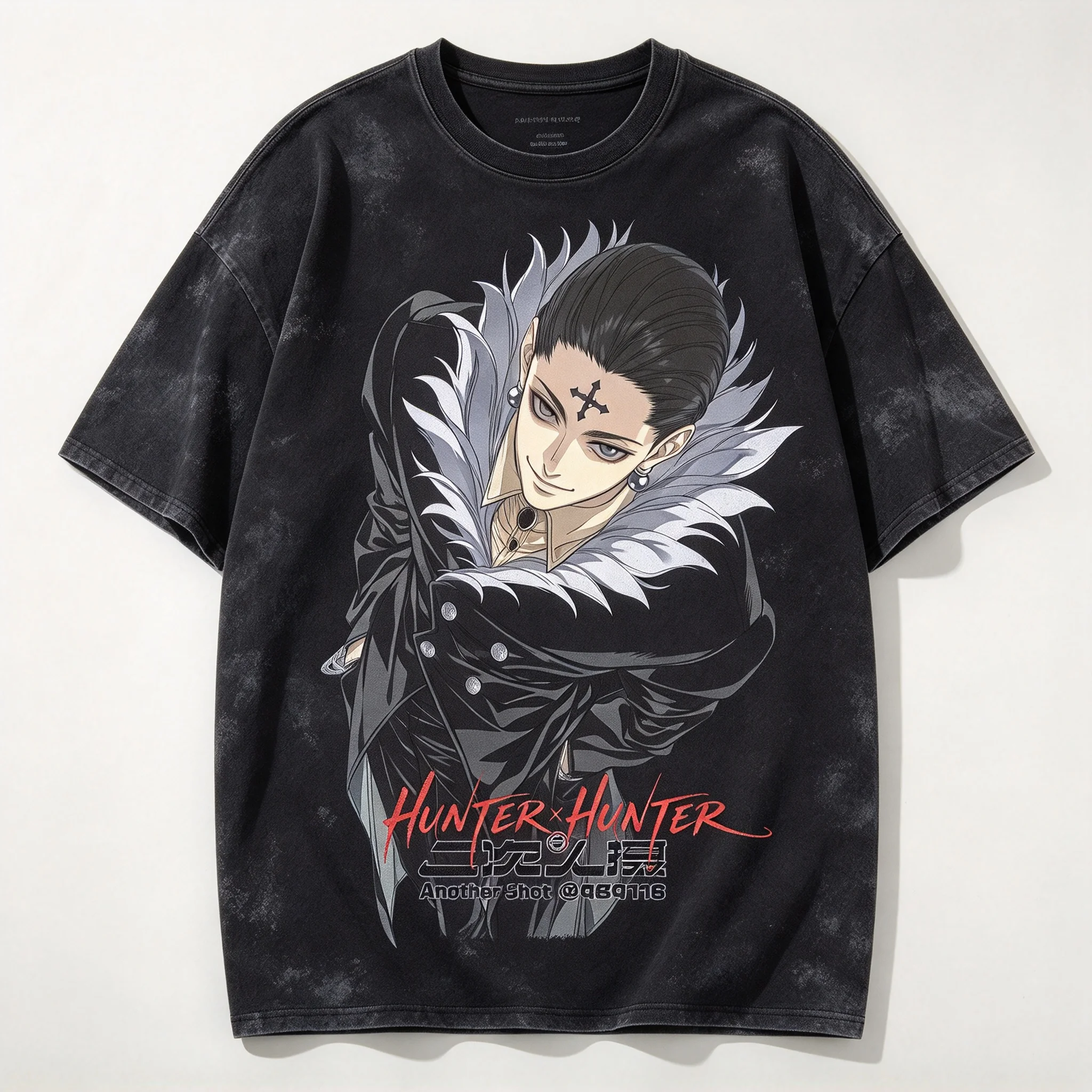 Washed Black Hunter X Hunter Anime Graphic T-shirt Unisex Cotton Short Sleeve Tee Gon Killua Hisoka Print Casual Tops