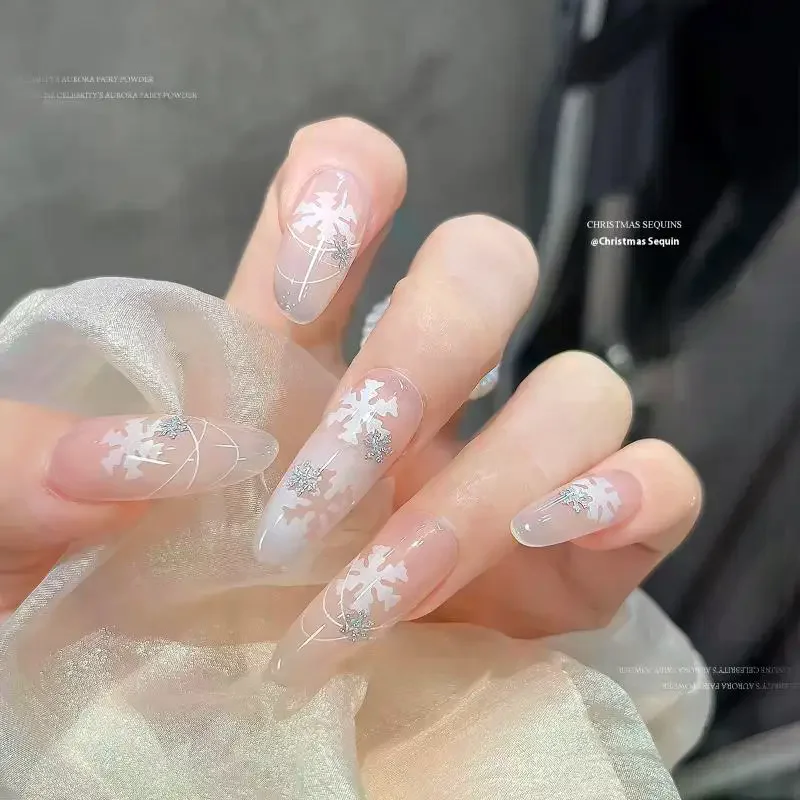 رقاقات الثلج الشتوية مسمار الترتر تألق رقائق عيد الميلاد Spangles مسمار الفن لاصقة تزيين نصائح مسمار سحر مانيكير صالون #5