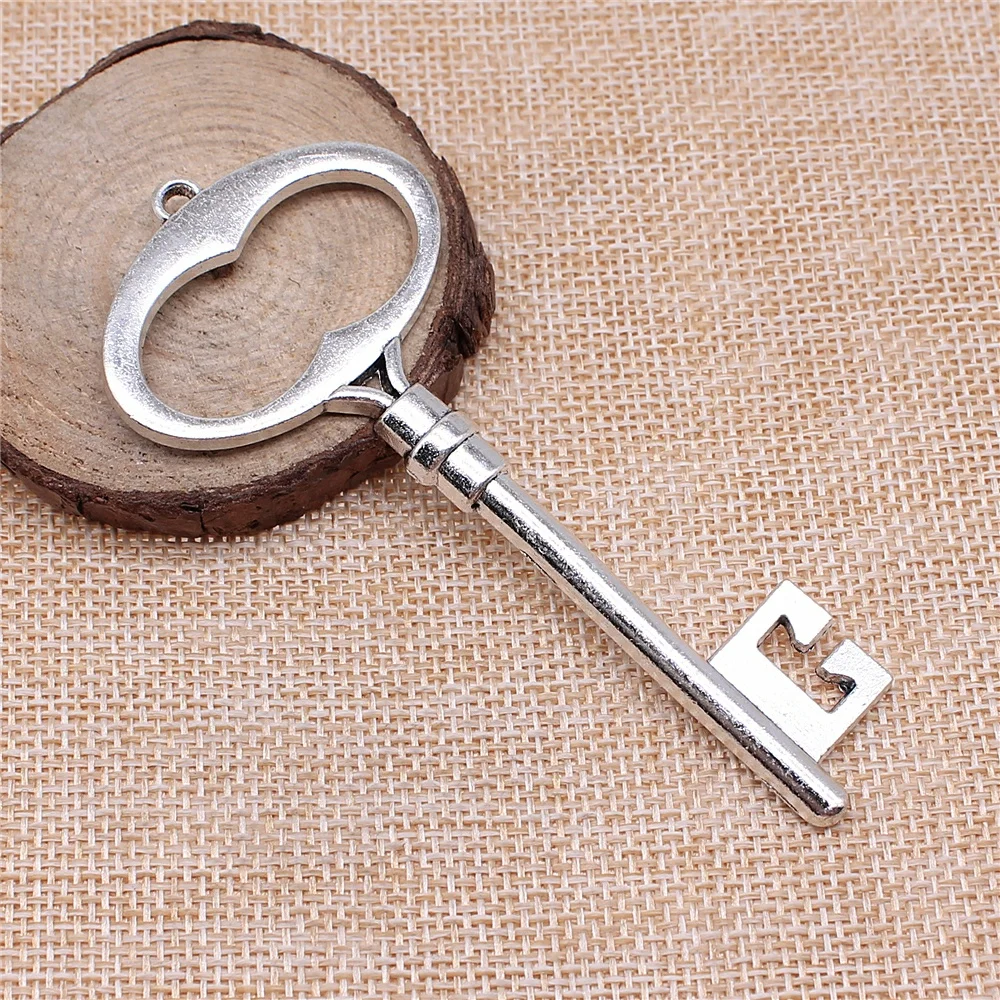 WYSIWYG 2pcs 94mm 2 Colors Antique Silver Color Antique Bronze Plated Large Key Charm Decorative Key Charm Keys Charms Vintage