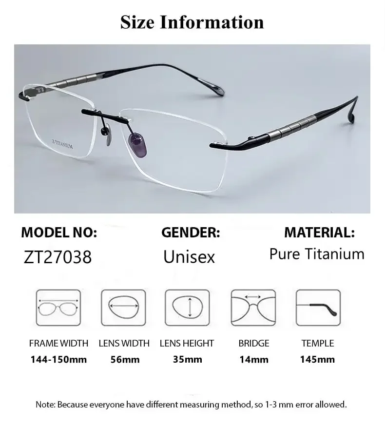 Top Quality Glasses Men Pure Titanium Spring Hinge Eyeglasses Prescription Optical Lenses Male Light Weight Frame