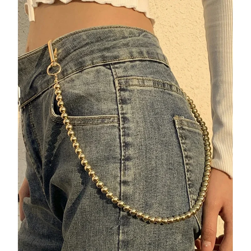 New Fashion Simple Retro Imitation Pearl Waist Chain Jeans Key Chain Bag Chain For Men And Women Jewelry Gifts Wholesale