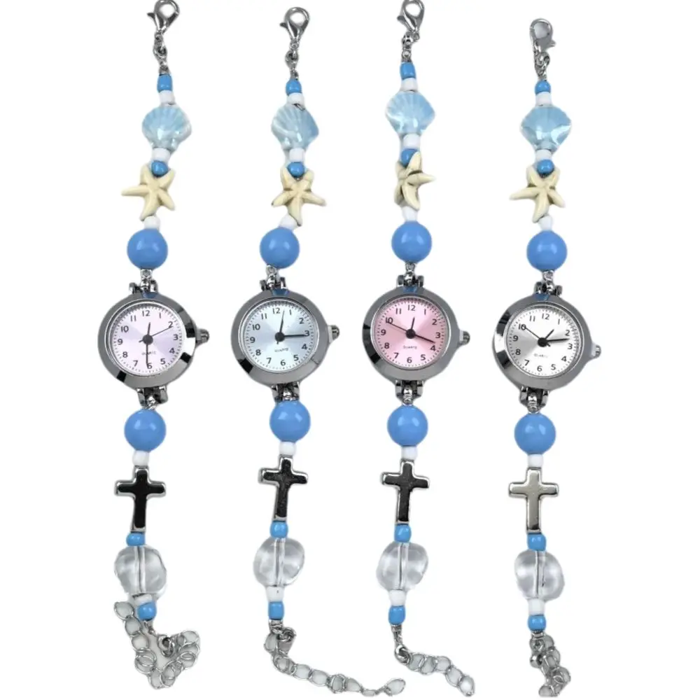 

Новые часы-браслет с ракушкой морской звезды, регулируемые, с бусинами, керамические, с подвеской «Дофамин», кварцевые, для женщин и девушек