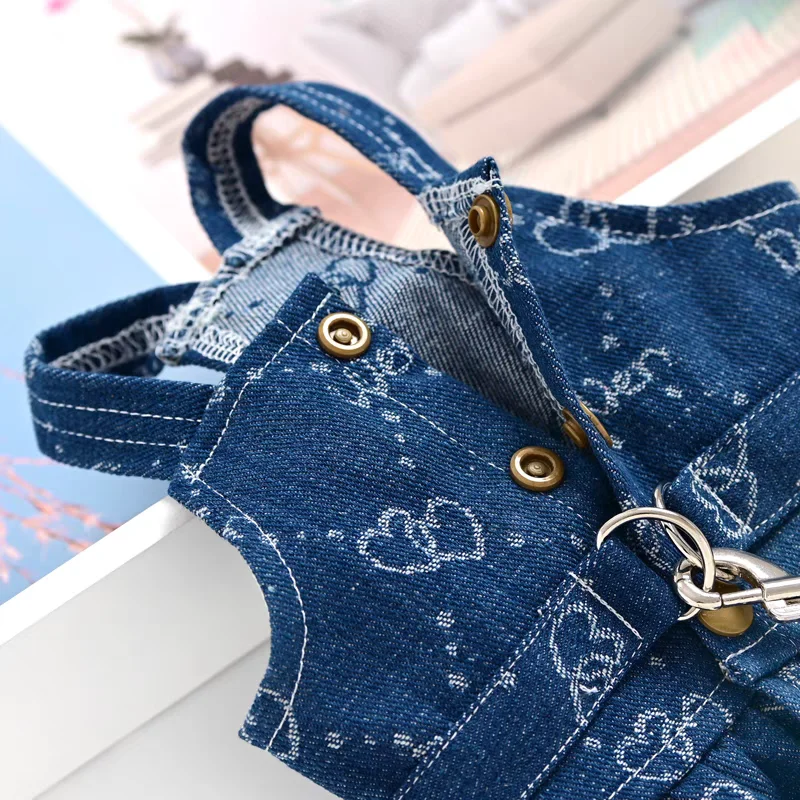 Denim Harness For Dog Of Small Breeds Girl Boy Vest Princess Apparel Pet Cats Dresses Chihuahua Puppy Animal Jeans Uniform Cloth