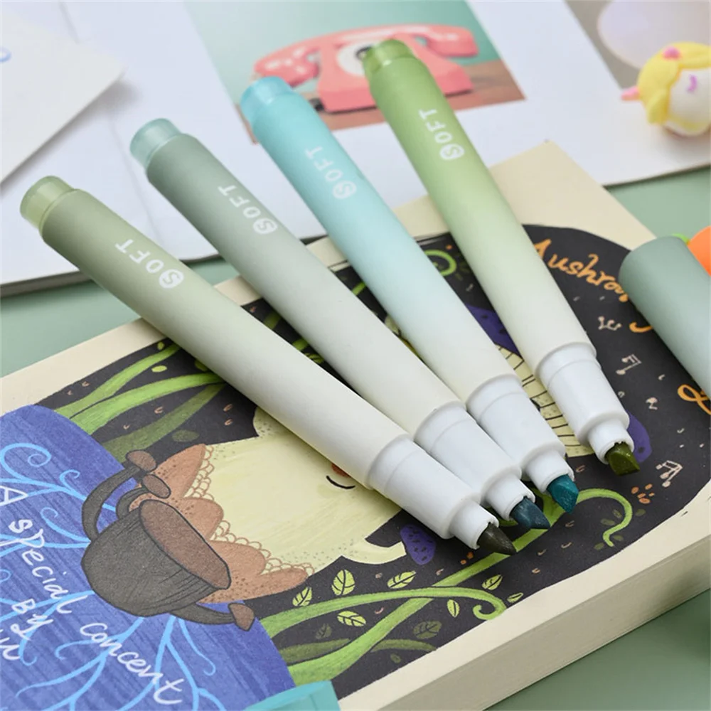 4 Stks/set Kawaii Marker Pennen Schattige Markeerstift Diy Spot Liner Tekening Tekening Markeringen Koreaanse Briefpapier School Kantoorbenodigdheden