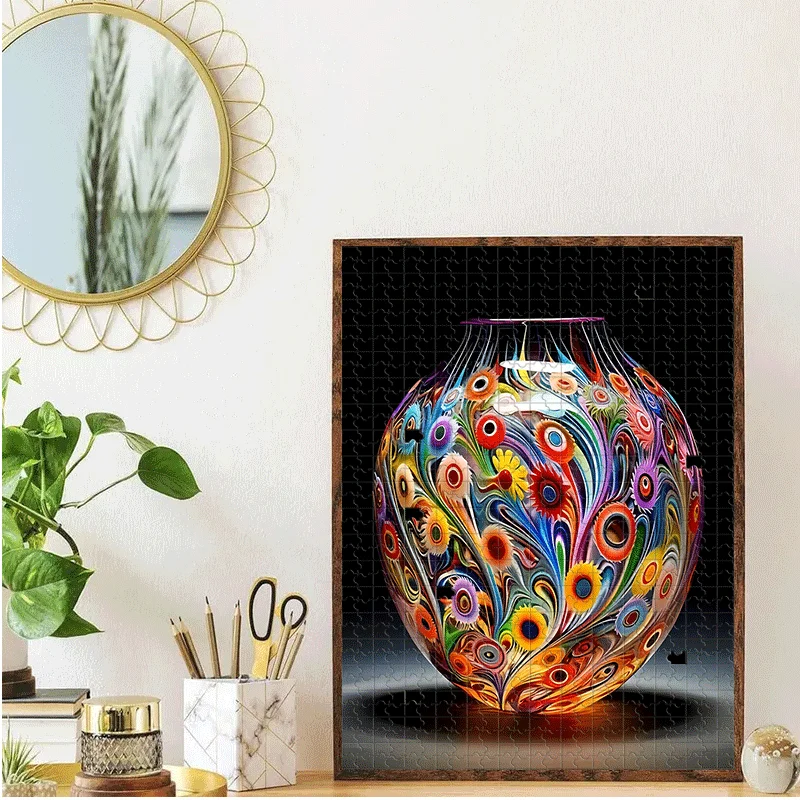 Vase, Colorful Pattern Puzzle 500pcs/1000pcs Adult Puzzle - Interactive Family Game, College Roommate Interaction - Brain Chal image 5