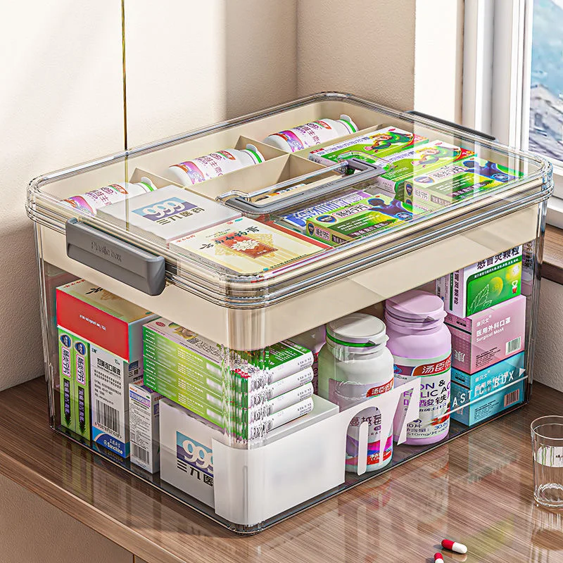 Multi layer medicine box, household large capacity medicine box, household medicine storage box, transparent