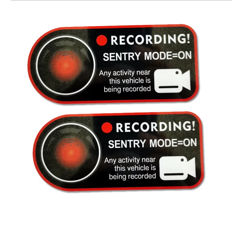 For Tesla Model 3 Y S X Warning Sticker Invader Sentinel Sentry Static Recorder Mode on Electrostatic Stickers Car Accessories