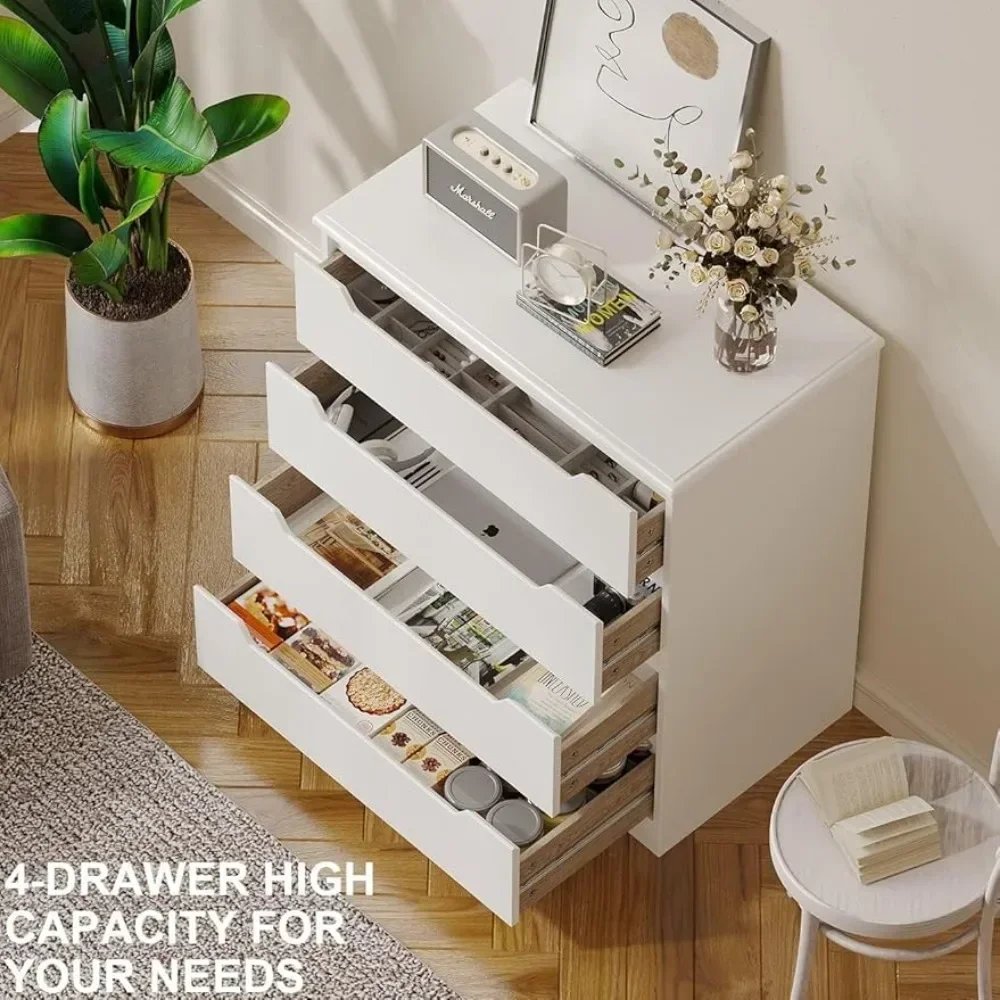 4 Drawer Dresser, White Chest of Drawers with Large Storage Capacity, Bedroom Dressers and Organizer image 6