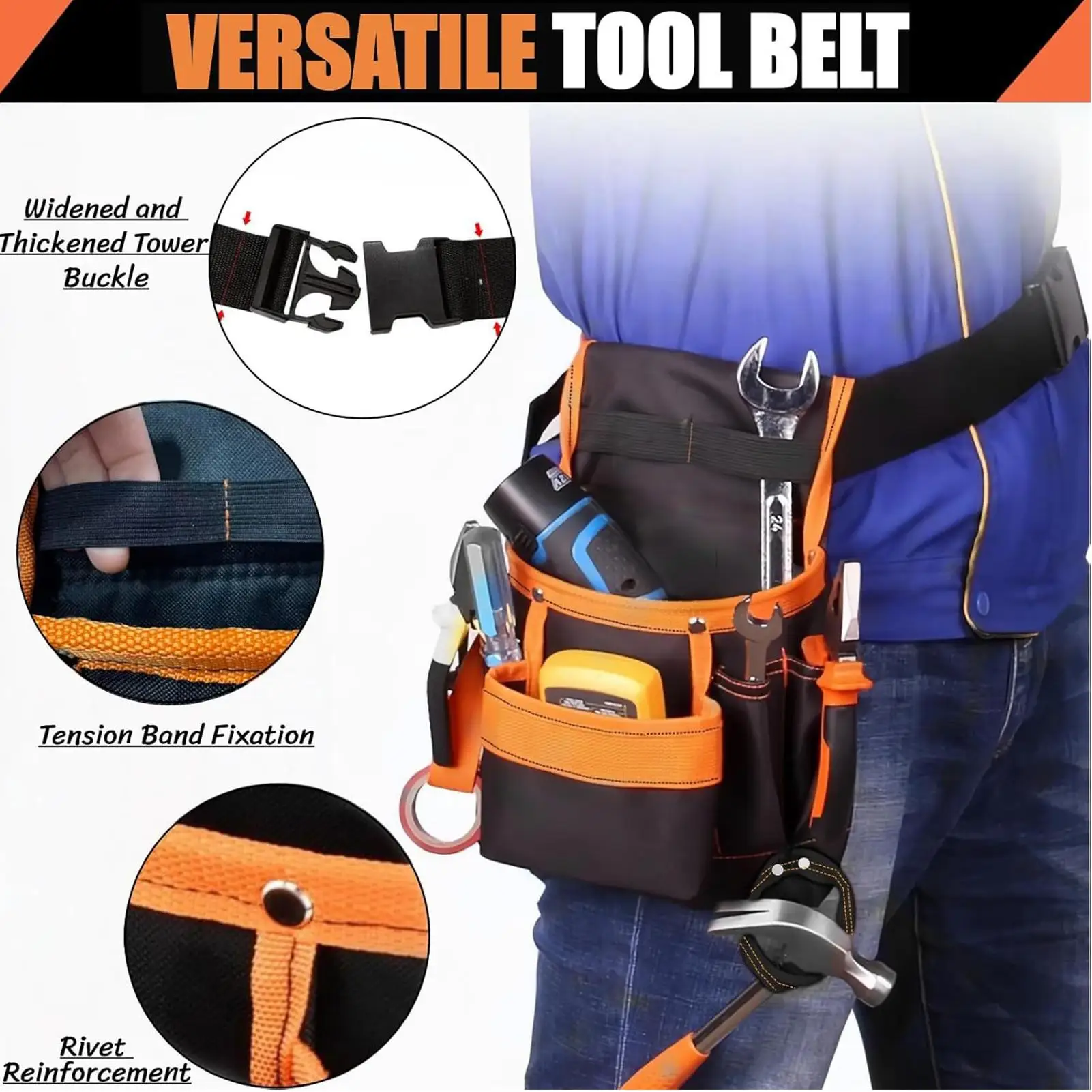 Repair Tool Waist Bag Heavy Duty Oxford Cloth Multi-Pocket Organizer Adjustable Belt Electrician Tool Pouch For Work