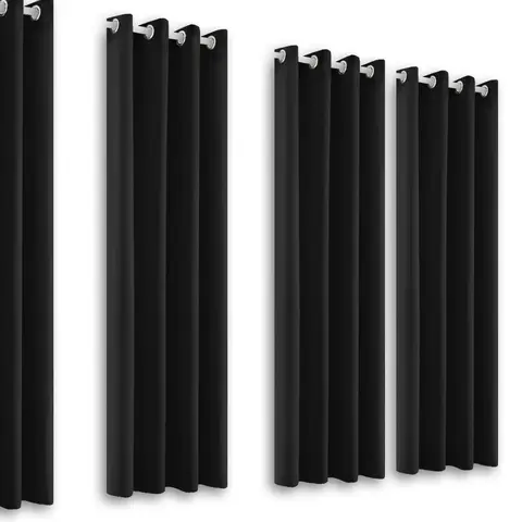 4PCS Blackout Curtains, Heat-Insulated Grommet Curtains For Bedroom Darkening, Noise Reduction Curtains For Living Room