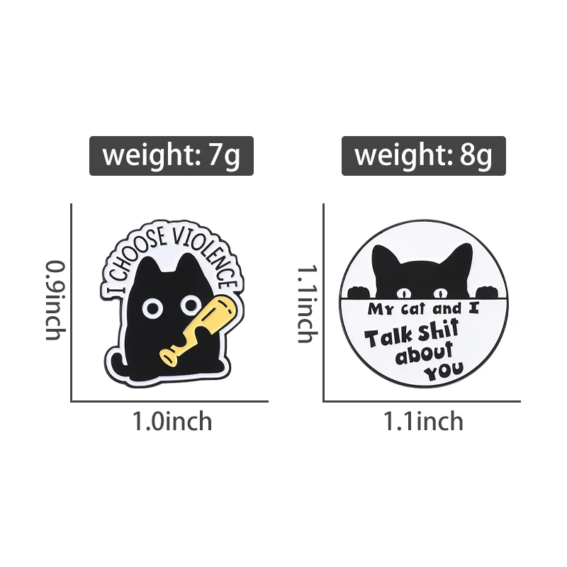 Niedliche Katzen-Emaille-Anstecknadeln, individuell, „My Cat And I Talk Shit About You“, Broschen, Anstecknadeln, Kleidung, Tierschmuck, Geschenk für Kinder und Freunde – Detail 1