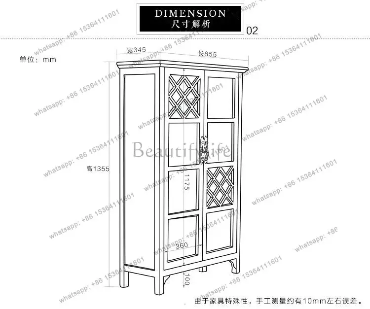 New Chinese style old solid wood dining side cabinet modern simple multi-functional decorative entrance cabinet