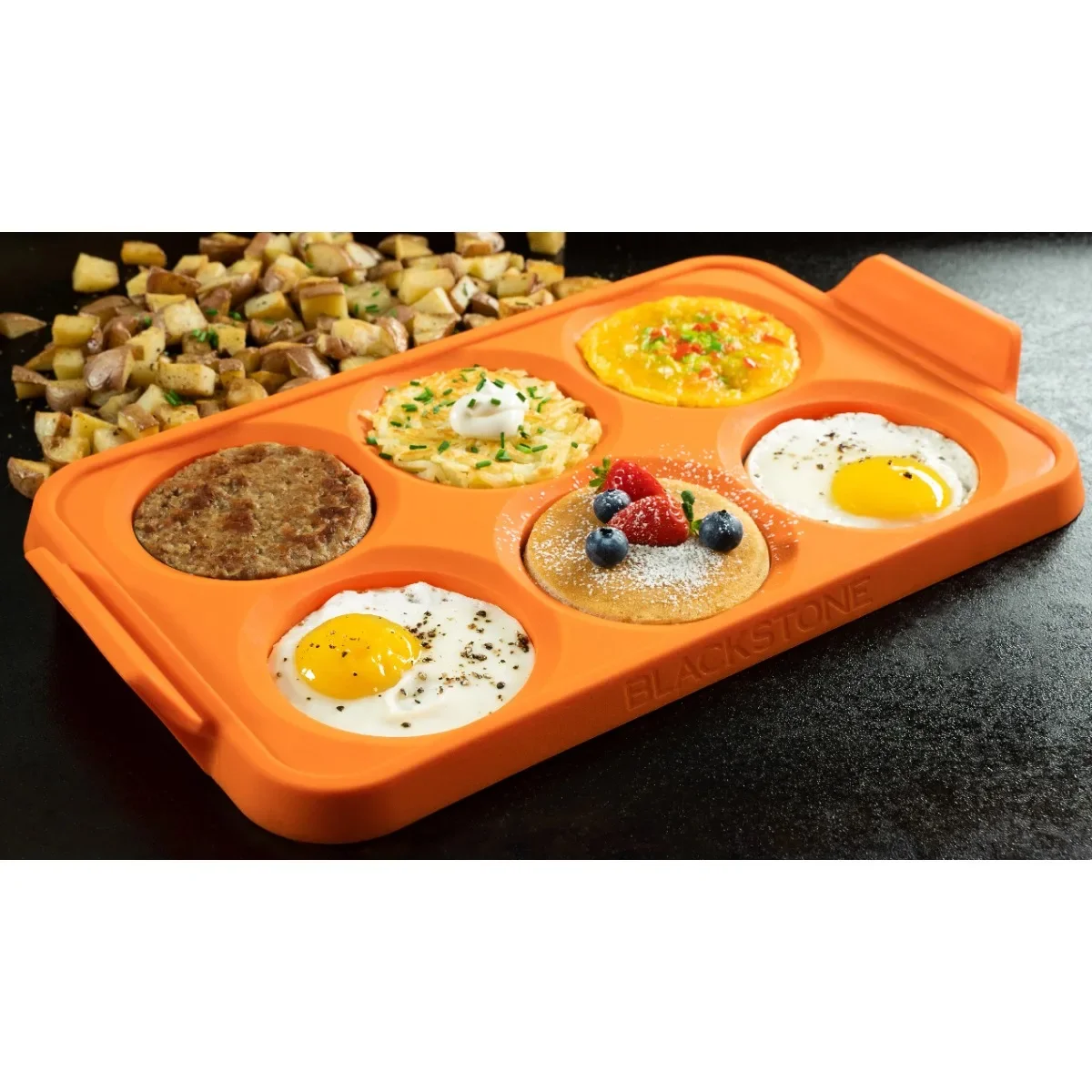 Orange Silicone Egg Mold, 6-Cavity Ring Tray for Perfect Boiled Eggs, Bento Box BPA-Free Microwave & Dishwasher Safe
