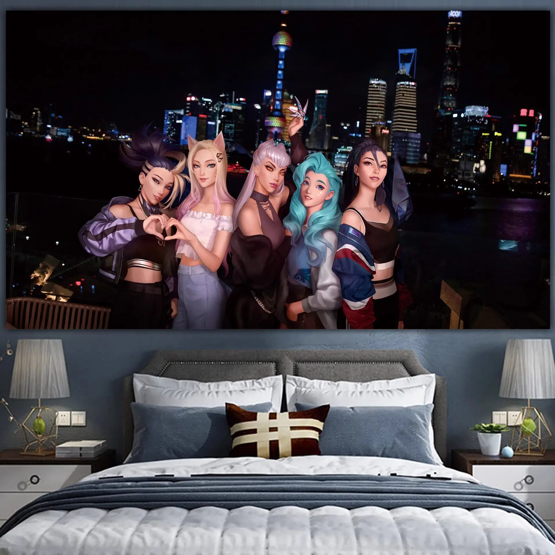 Fantasy Warrior Style Wall Tapestry Modern Game Art Mural for Home Living Room Aesthetic Decor