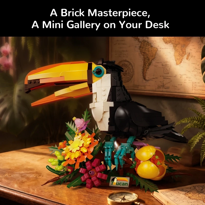 

Toucan building block assembly toy set, animal series building block model decoration, suitable for collection and gifting