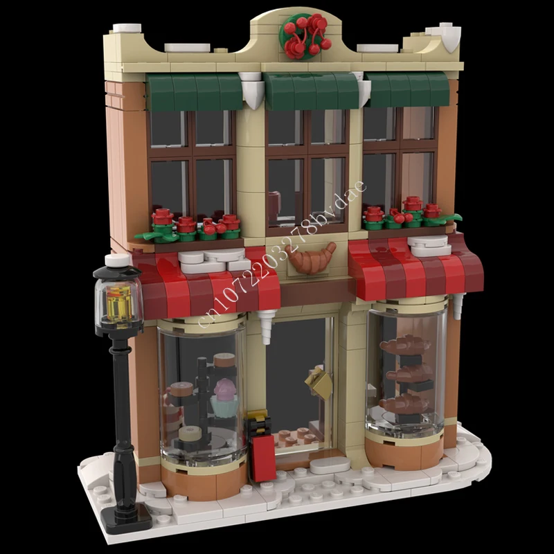 Kerstbakkerij (40696) Creatieve Street View Karaktermodel Bouwstenen Onderwijs Assemblagemodel Speelgoed Geschenken Kerstcadeau.