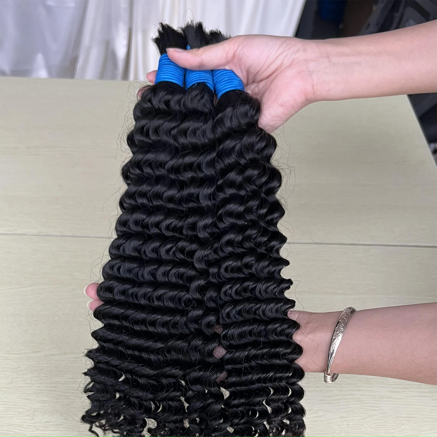 SWANEE-Extensions de cheveux Deep Wave pour femmes noires, cheveux de dame en vrac, tressage, fournitures de salon, document naturel, 18-30 amaran, 12A