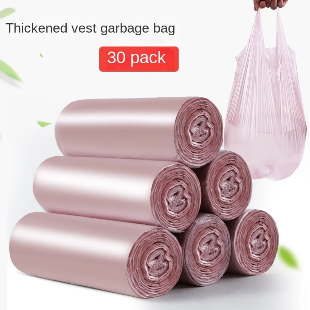 30 Hand-held Disposable Vest Type Color Broken Point Type Large Kitchen Thickened Plastic Bags for Household Garbage