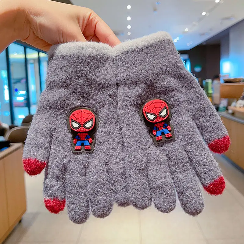 Marvel Spiderman lindos niños otoño e invierno cómodos, suaves, luminosos protectores de muñeca cálidos, protectores de manos a prueba de viento guantes de felpa